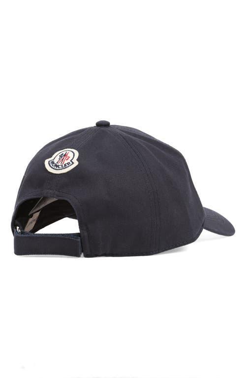 MONCLER Logo Appliqué Adjustable Baseball Cap In Blue Product Image