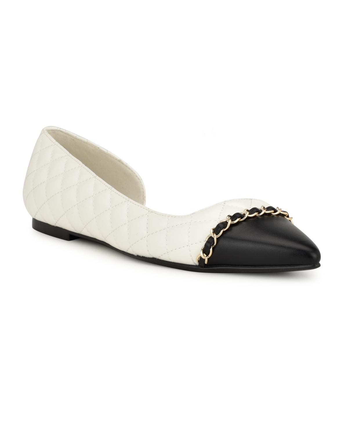 Nine West Womens Breza Slip-On Pointy Toe Dress Flats - White Product Image