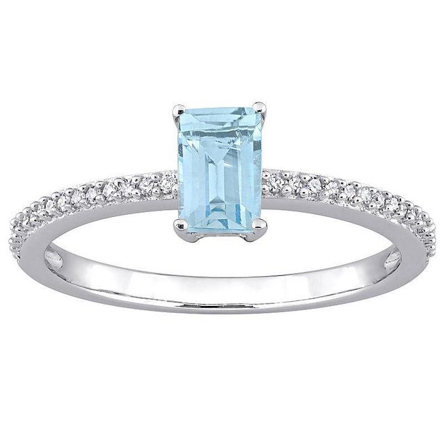 Stella Grace 10k White Gold Blue Topaz & Diamond Accent Promise Ring, Womens Product Image