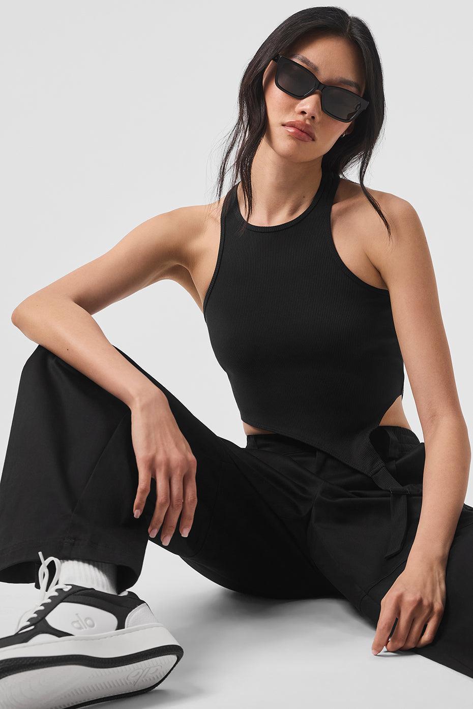 Alosoft Ribbed Revelation Tank - Black Female Product Image