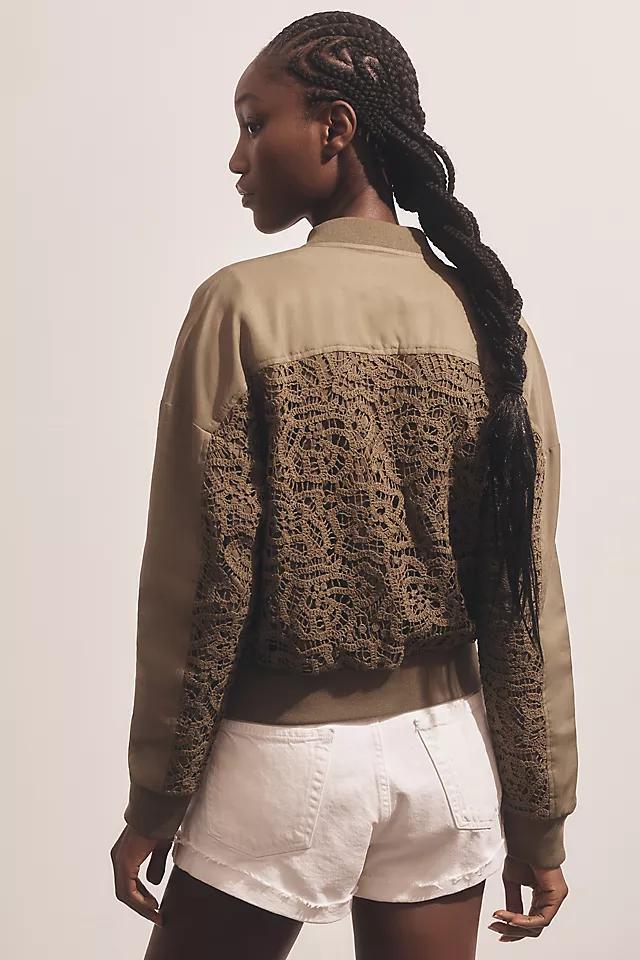 By Anthropologie Crochet Bomber Jacket Product Image