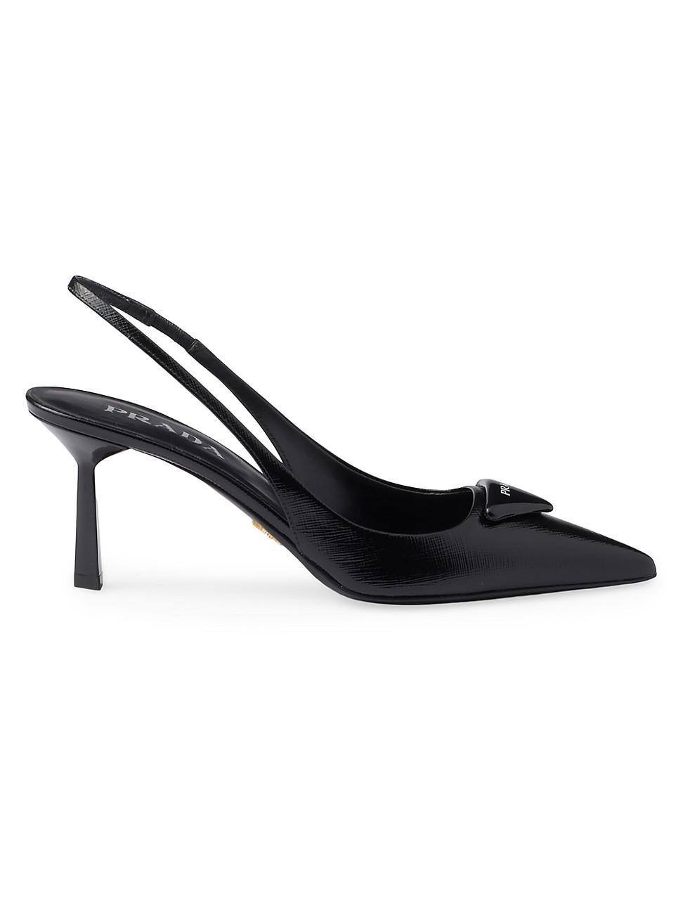 Womens Saffiano Patent Leather Slingback Pumps Product Image