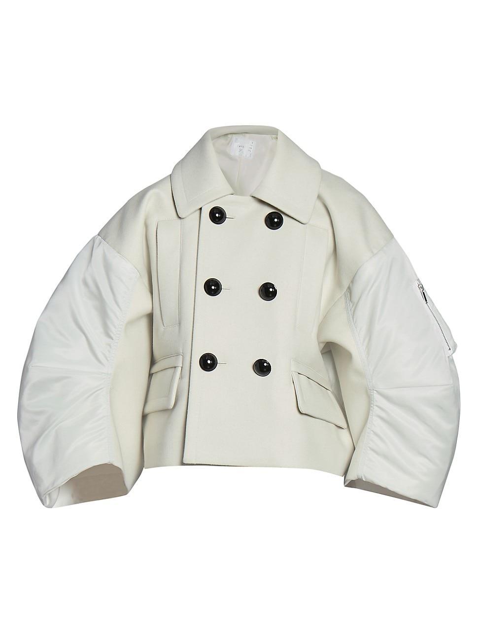 Womens Wool Melton & Nylon Twill Jacket Product Image