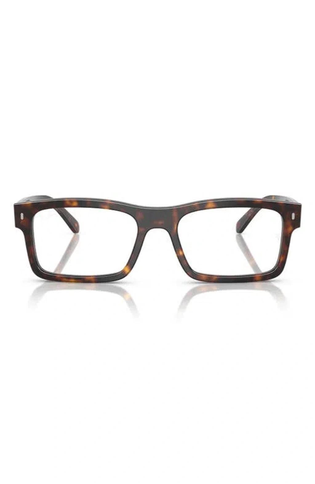 RAY BAN Ray-ban 54mm Rectangular Optical Glasses In Havana Product Image