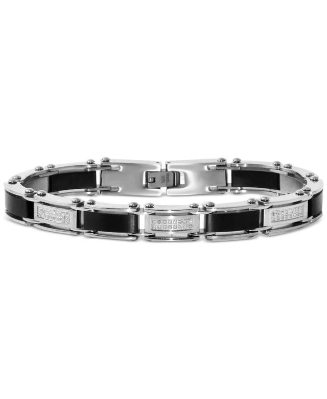 Mens Diamond Link Bracelet (1/4 ct. t.w.) in Stainless Steel & Black Ion-Plate Product Image