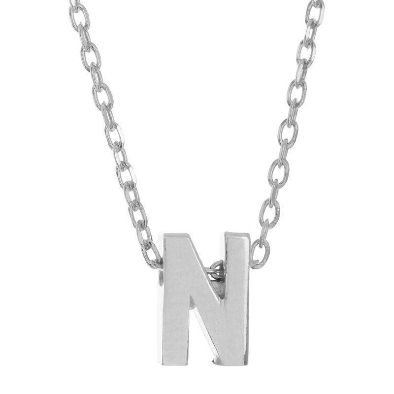 Adornia Rhodium-Plated Mini Initial A Pendant Necklace, 16 + 2 extender - P Product Image