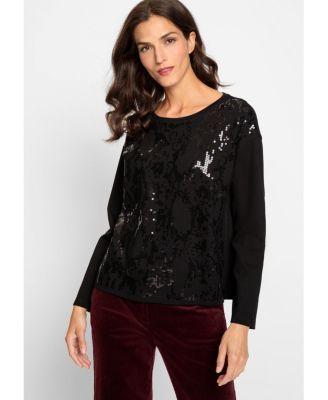 Olsen Womens Long Sleeve Sequin Jersey Top Product Image