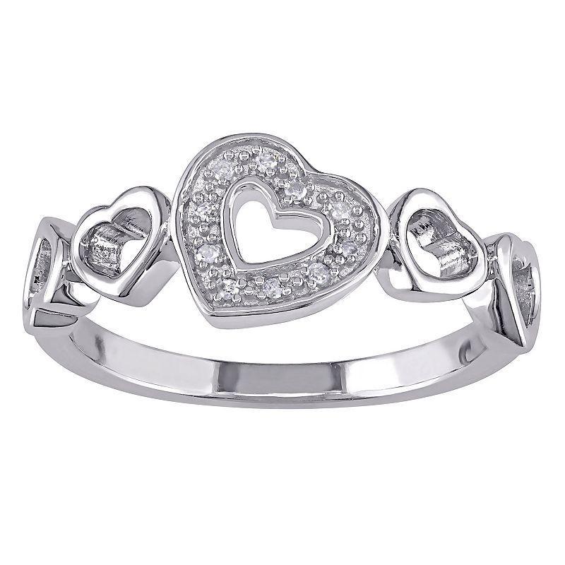 Stella Grace Sterling Silver Diamond Accent Heart Ring, Womens White Product Image