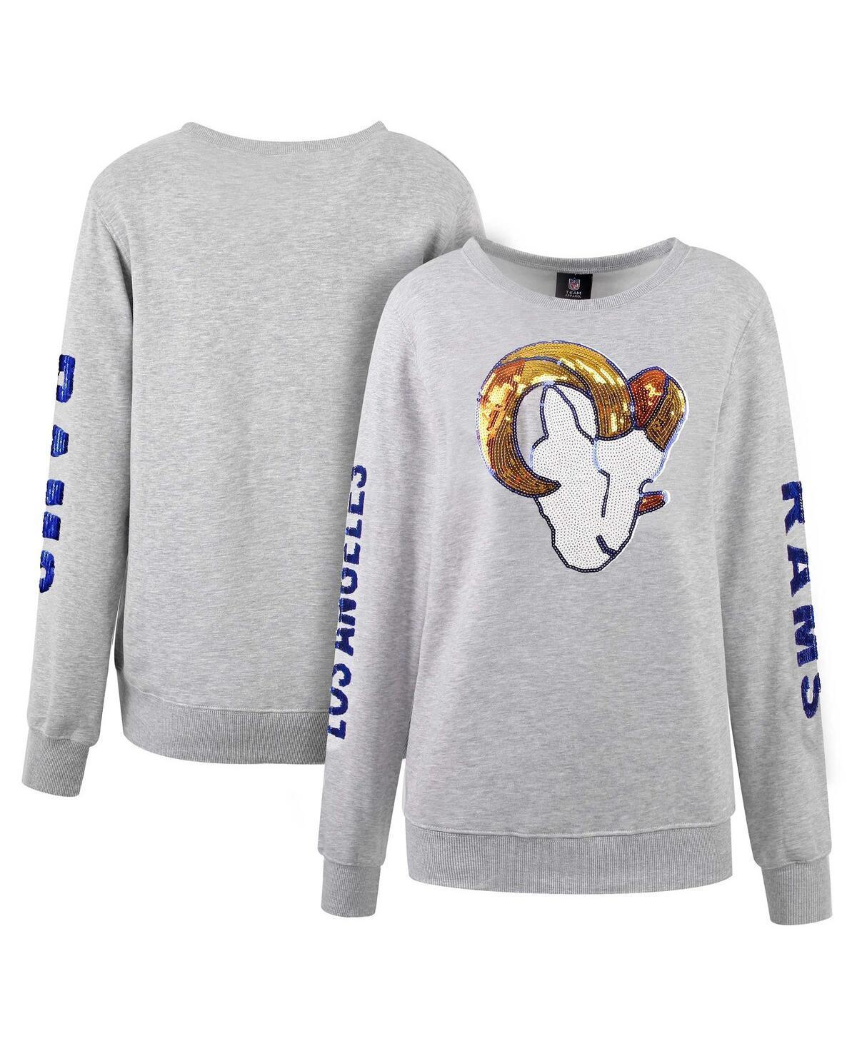 Womens Cuce Heather Gray Los Angeles Rams Sequined Logo Pullover Sweatshirt Product Image