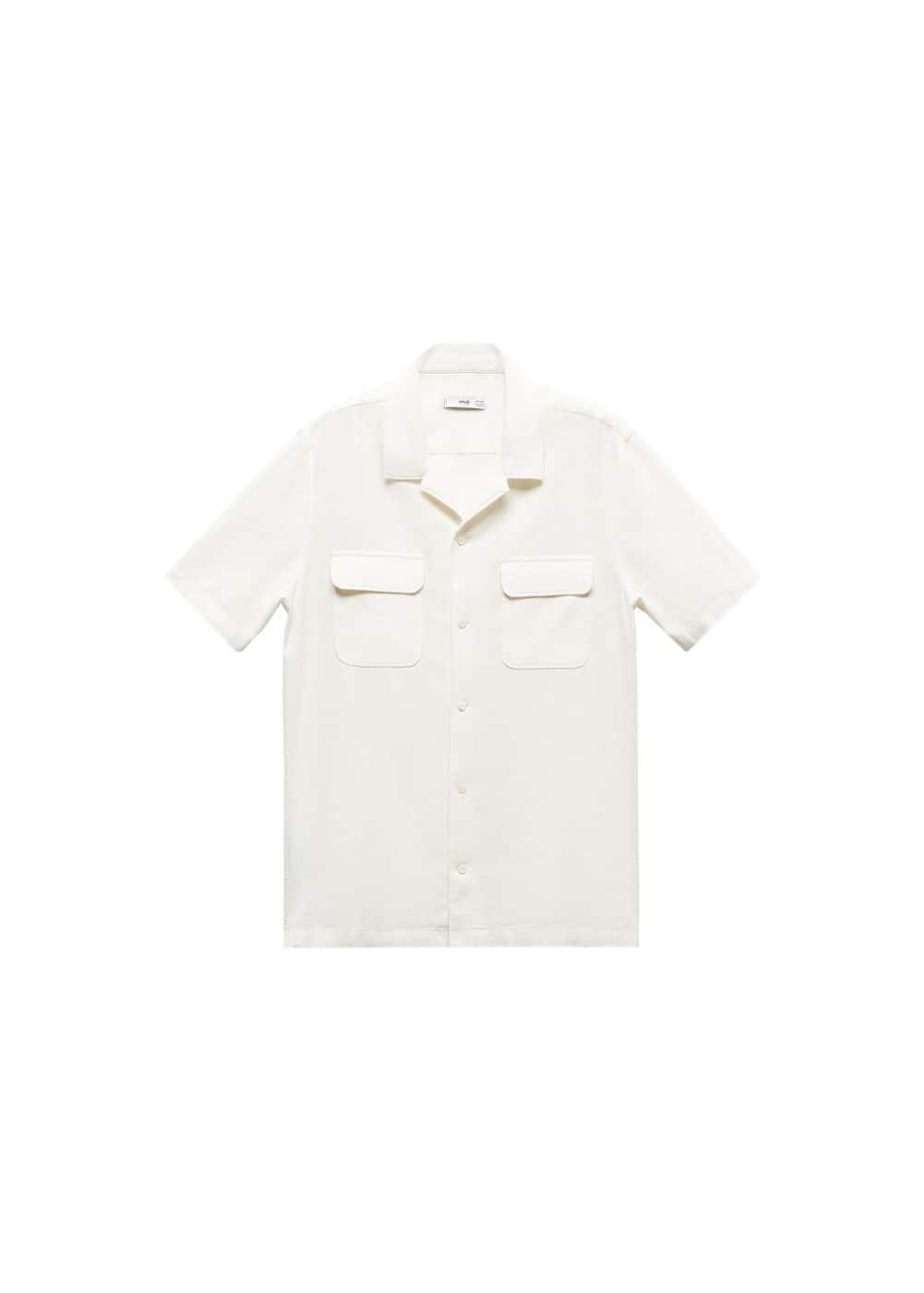 MANGO MAN - Linen shirt with bowling collar and pockets whiteMen Product Image