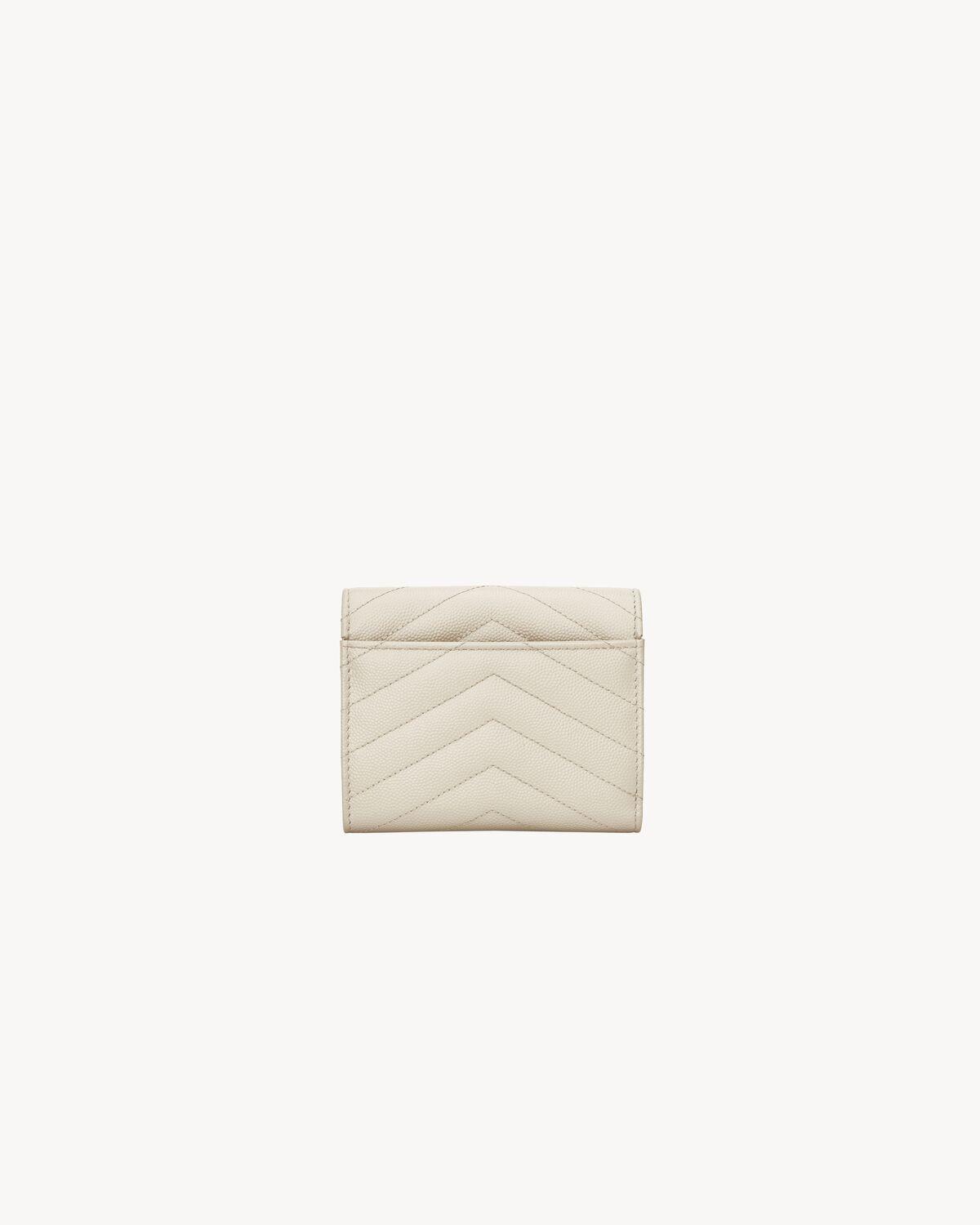 Cassandre matelassé compact tri fold wallet in grain de poudre leather | Saint Laurent | YSL.com Product Image