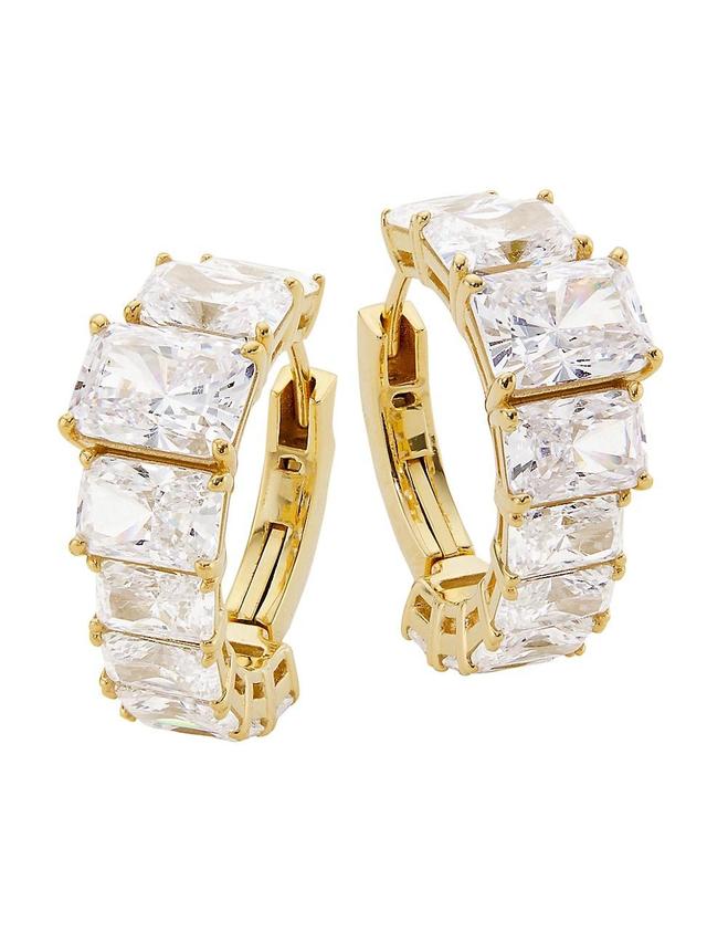 Womens Mesmerize 18K Gold-Plate & Cubic Zirconia Huggie Hoops Product Image