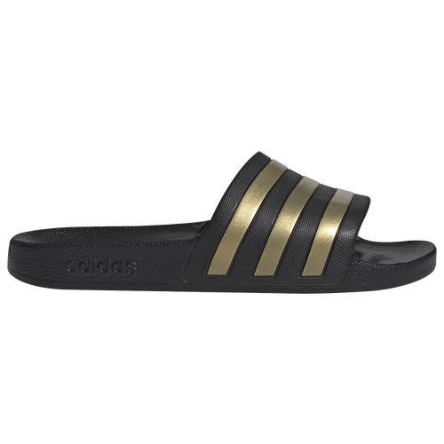 adidas Mens Adilette Aqua Core - Shoes Black/Gold Product Image