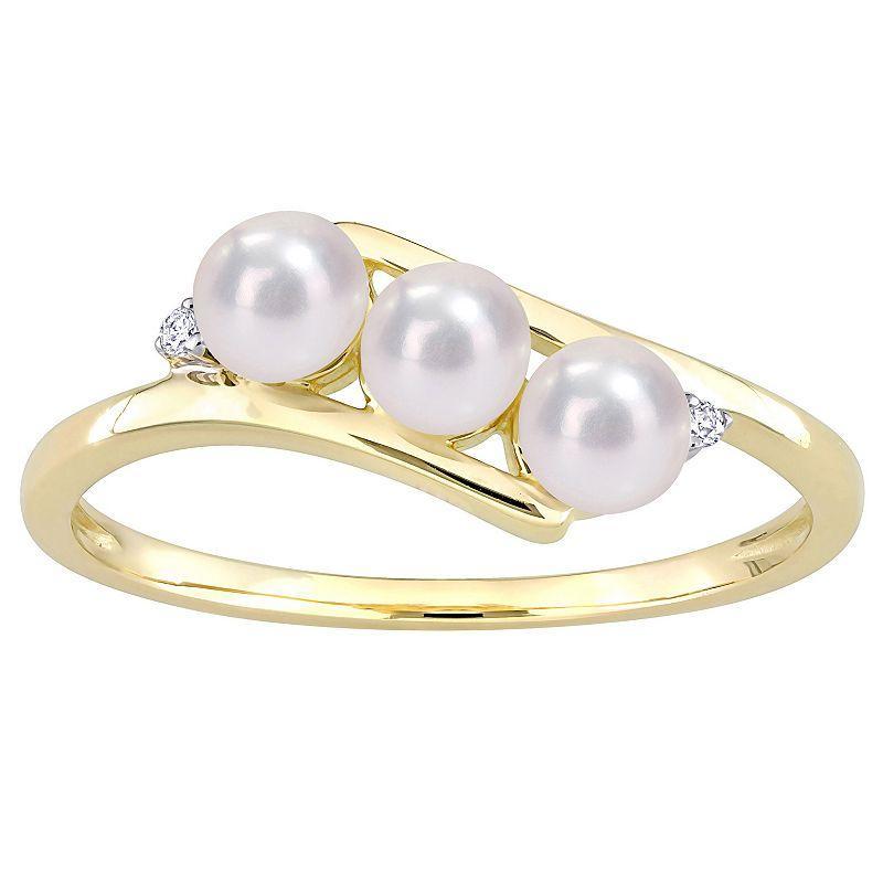 Stella Grace 10k Gold Freshwater Cultured Pearl & Diamond Accent Bypass Ring, Womens Product Image