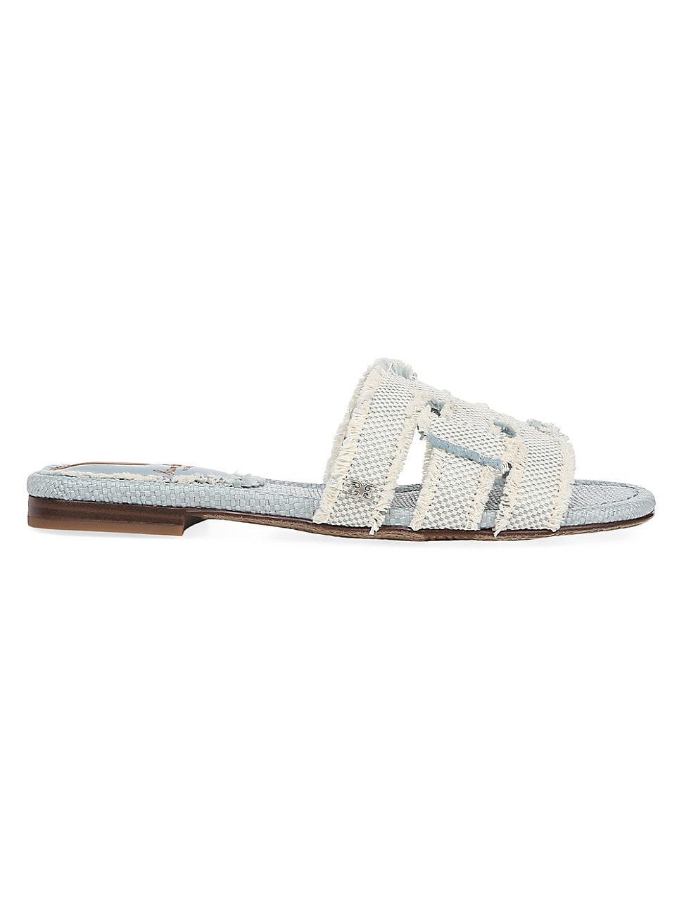 Sam Edelman Bay Fray Linen and Canvas Double E Logo Slide Sandals Product Image