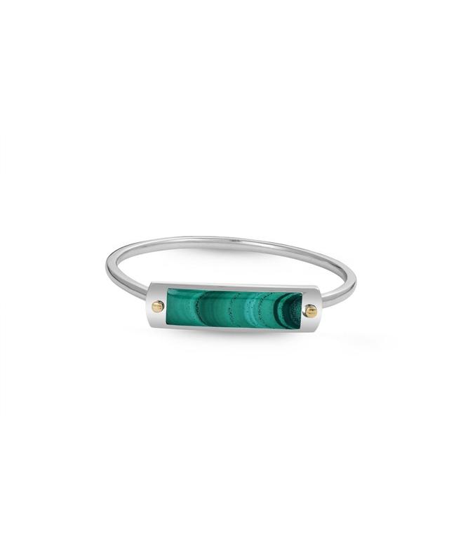 LuvMyJewelry Big Id Design Malachite Gemstone Sterling Silver Men Cuff Bracelet Product Image