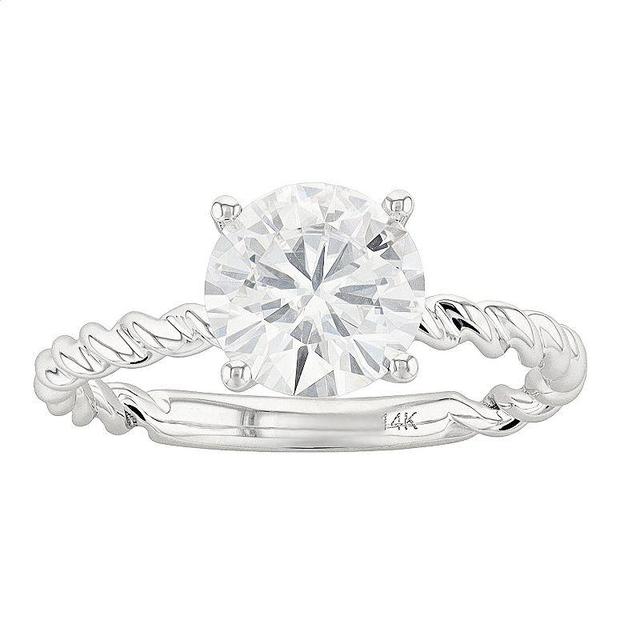 Radiant Fire 14k White Gold Lab-Created Moissanite Twist Solitaire Engagement Ring, Womens Product Image