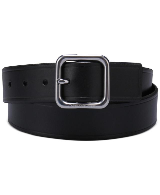 Calvin Klein Womens Square Center Bar Buckle Casual Leather Belt Product Image