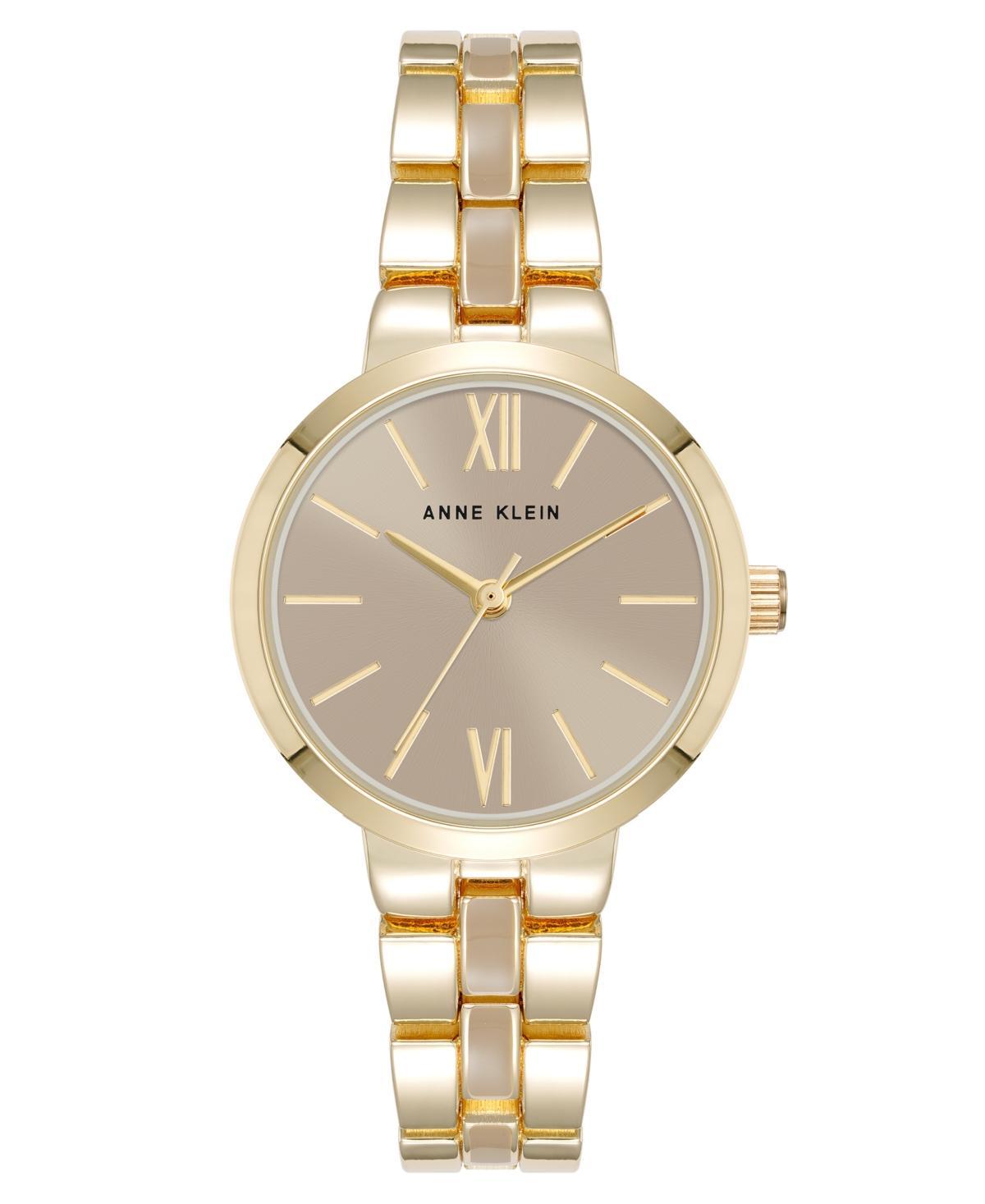 Anne Klein Womens Quartz Modern Taupe Enamel and Gold-Tone Alloy Metal Watch, 30mm - Taupe/Gold-Tone Product Image