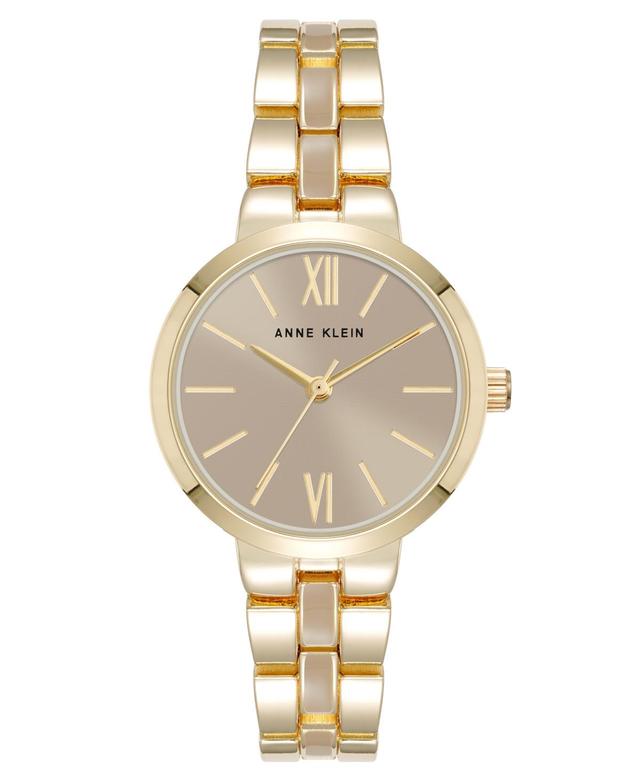 Anne Klein Womens Quartz Modern Taupe Enamel and Gold-Tone Alloy Metal Watch, 30mm - Taupe/Gold-Tone Product Image