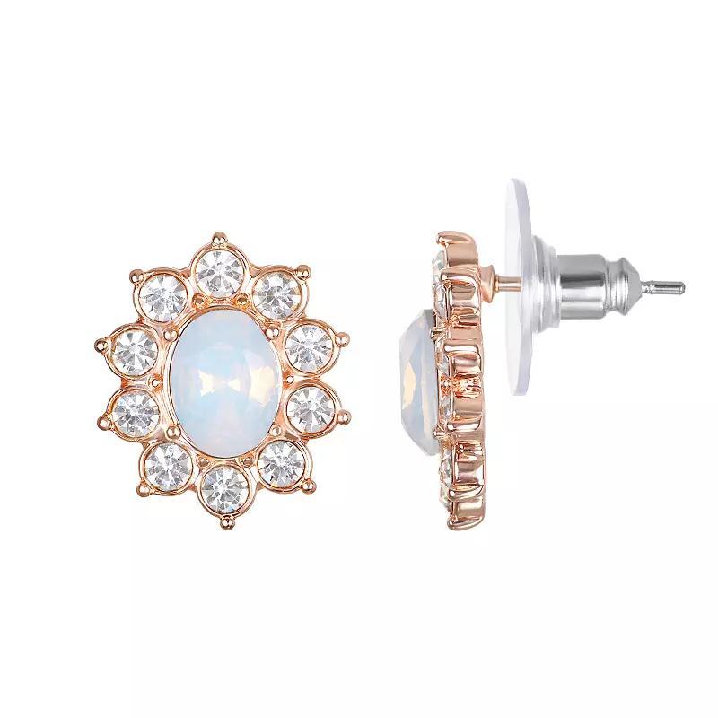 Emberly Rose Gold Tone Burst Stud Earrings, Womens, Clear Product Image