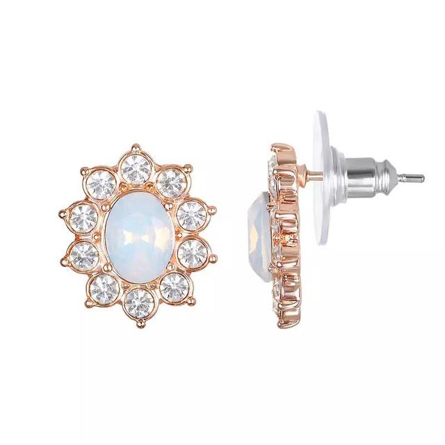 Emberly Rose Gold Tone Burst Stud Earrings, Womens, Clear Product Image