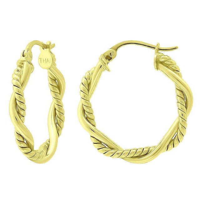 Aleure Precioso Sterling Silver Twist Wrap Hoop Earrings, Womens, Gold Tone Product Image