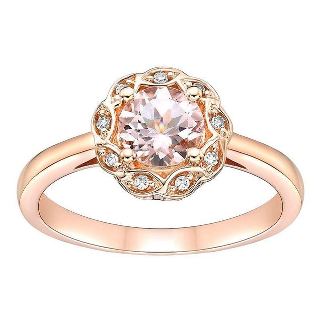 Gemminded 10k Rose Gold Morganite & Diamond Accent Ring, Womens Product Image