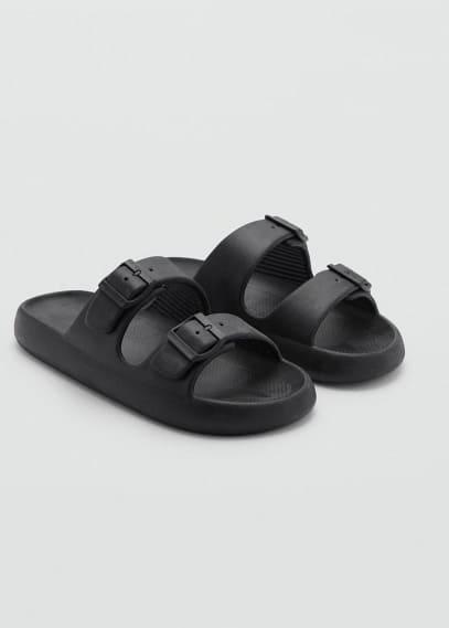 MANGO MAN - Double-buckle rubber sandals blackMen Product Image