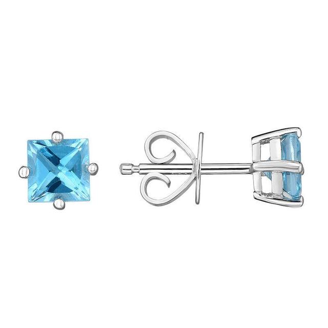 Sterling Silver Blue Topaz Stud Earrings, Womens Product Image