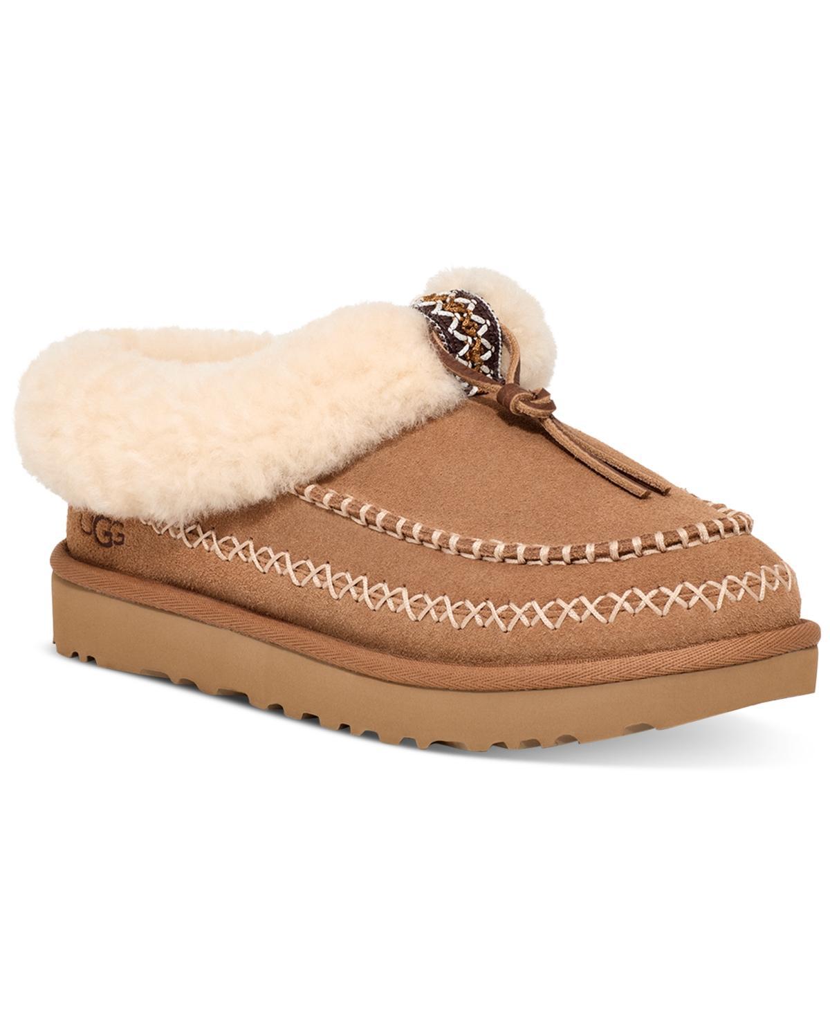 Tasman Suede Shearling Cozy Slippers In Chestnut Product Image