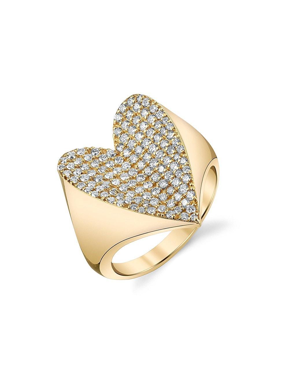 Womens 14K Yellow Gold & 099 TCW Diamonds Folded Heart Ring Product Image