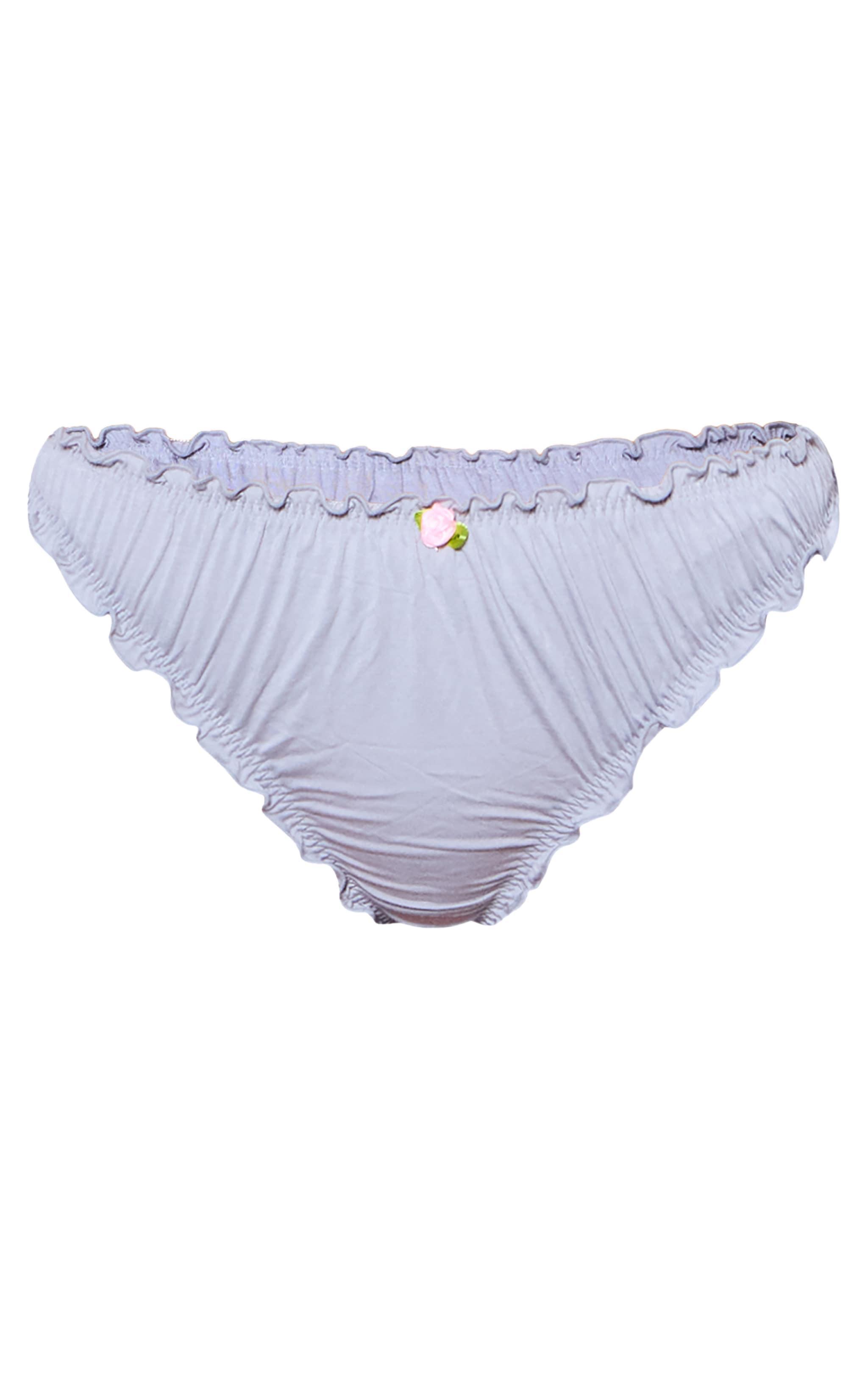 Grey Ruched Frill Soft Touch Panties Product Image