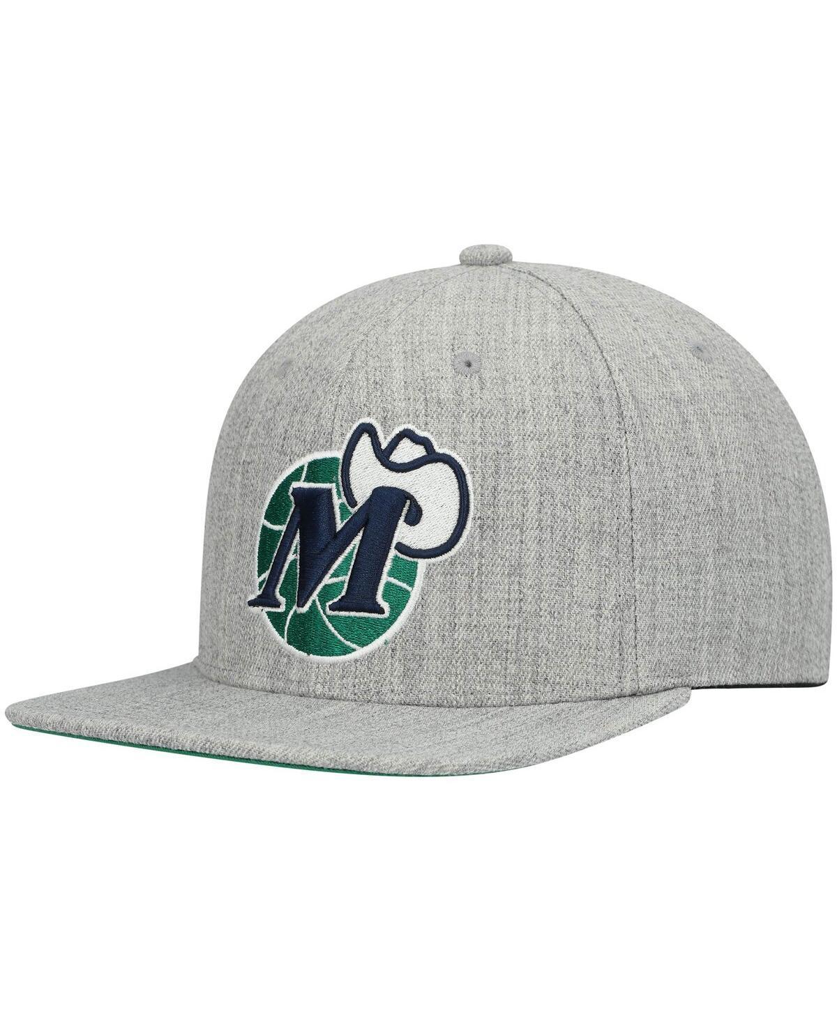 Mens Mitchell & Ness Heathered Gray Dallas Mavericks Hardwood Classics Team 2.0 Snapback Hat Product Image