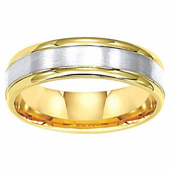 Men's 6.0mm Comfort Fit Wedding Band in 14K Two-Tone Gold Product Image