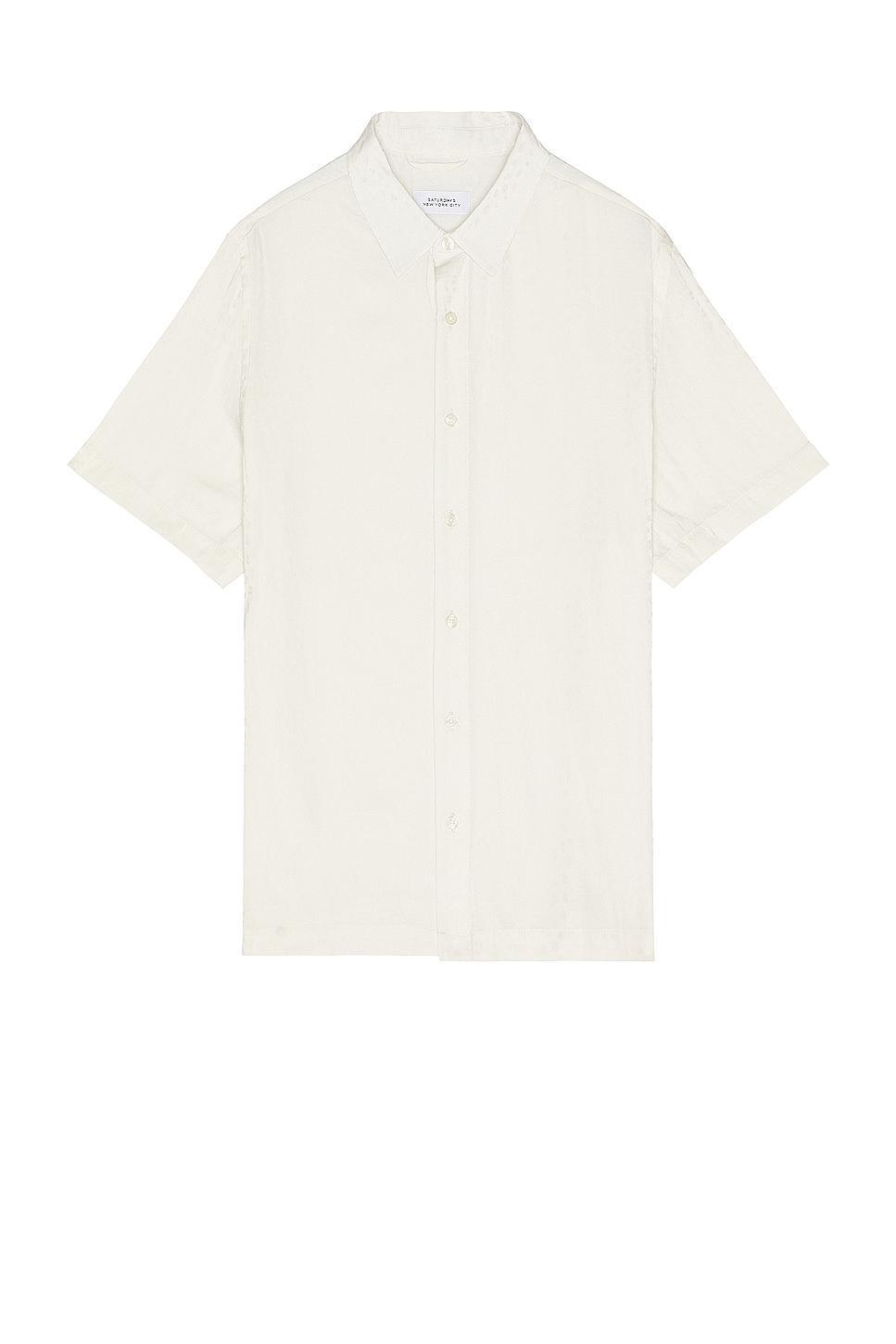 SATURDAYS NYC Bruce Leopard Shirt Cream. (also in S, XL/1X). Product Image