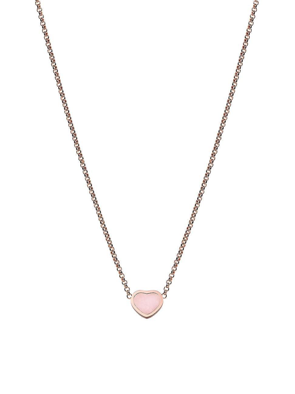 Womens My Happy Hearts 18K Rose Gold & Pink Opal Pendant Necklace Product Image