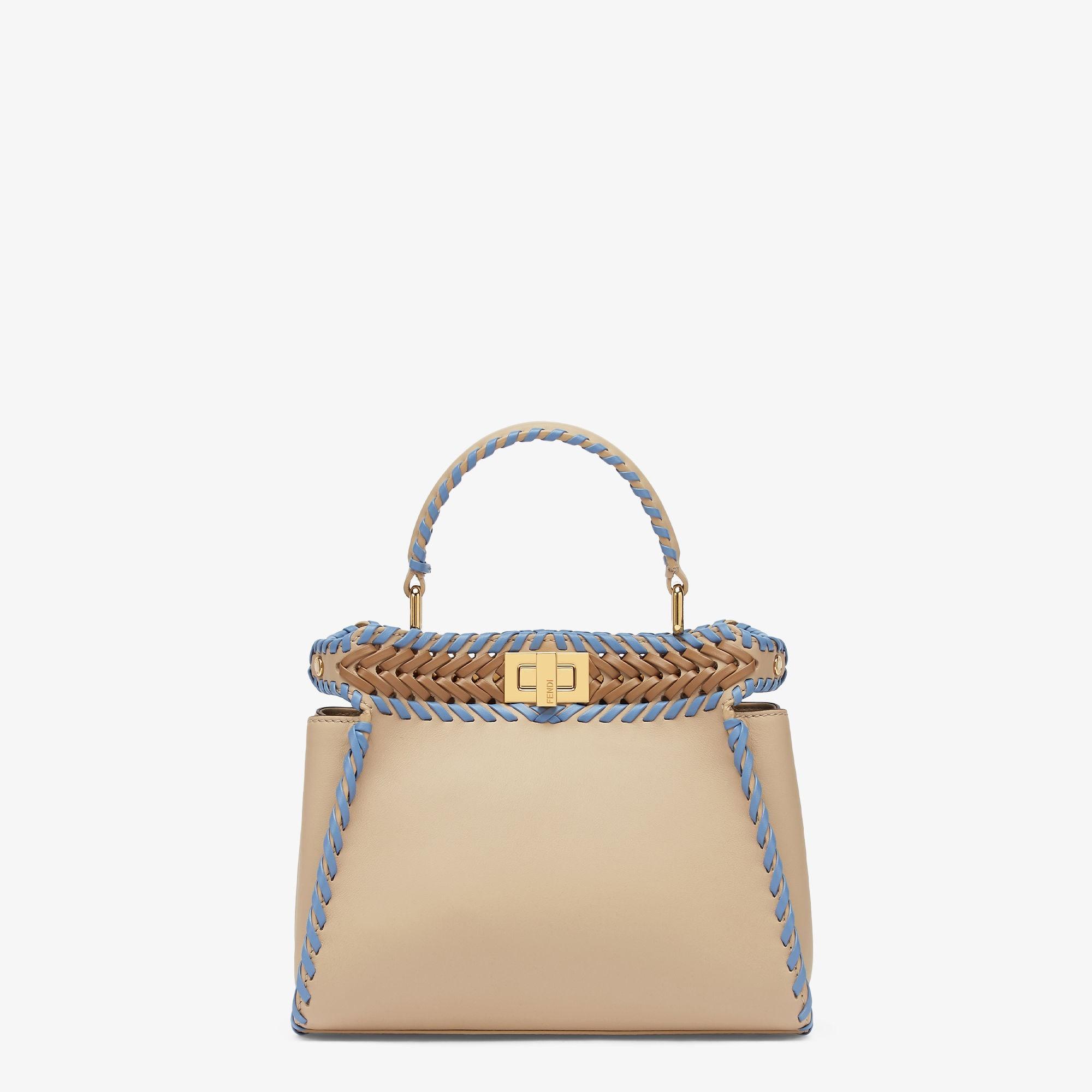 Peekaboo MiniBeige leather bag with multicolor interlacing Product Image