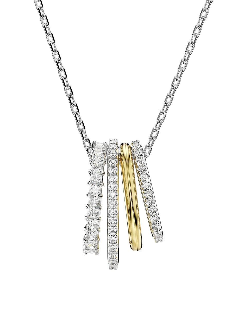 Womens Hyperbola Rhodium-Plated, Goldtone & Crystal Pendant Necklace Product Image