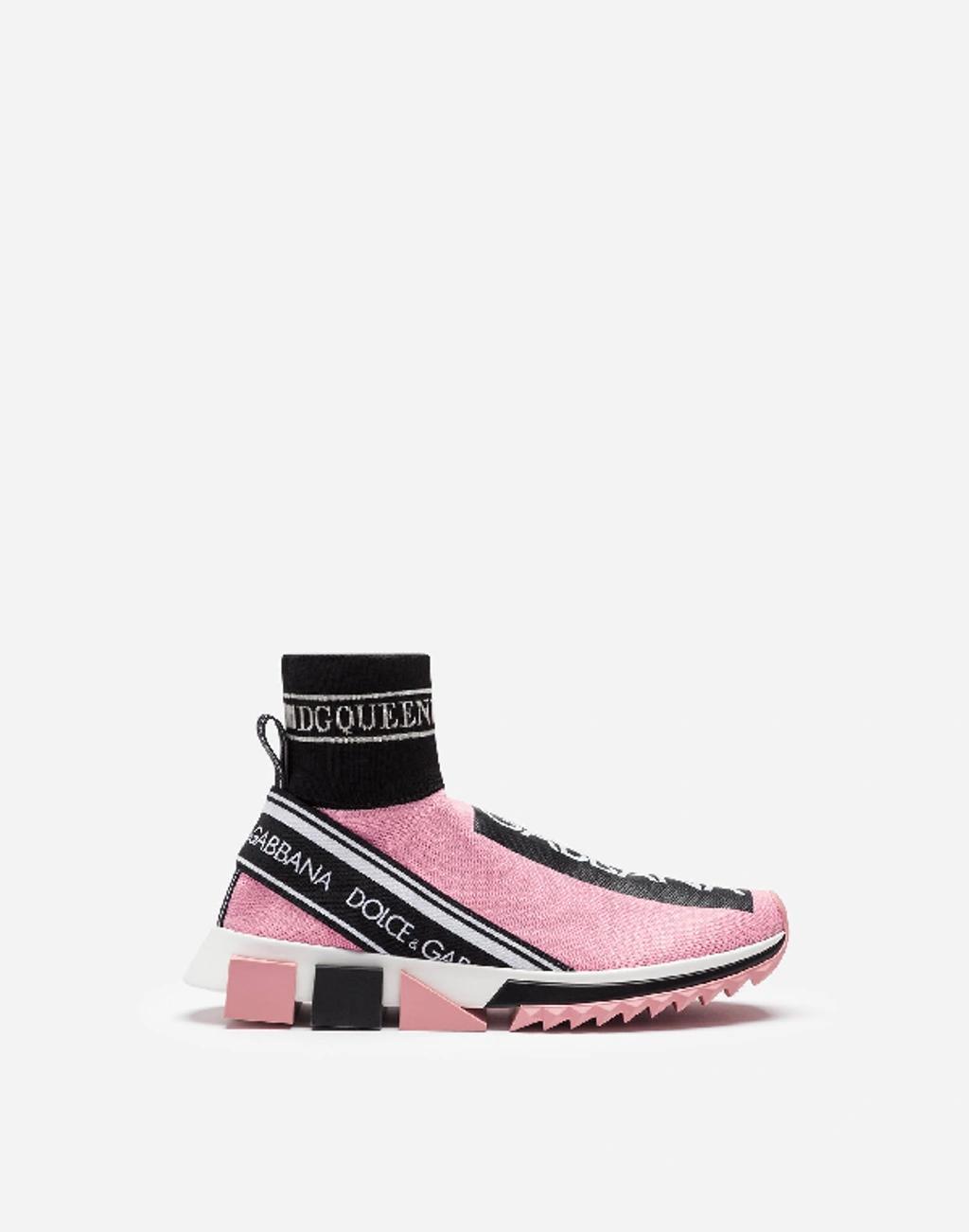 DOLCE & GABBANA Sorrento Pink Stretch Jersey Hi- Top Slip-ons Product Image