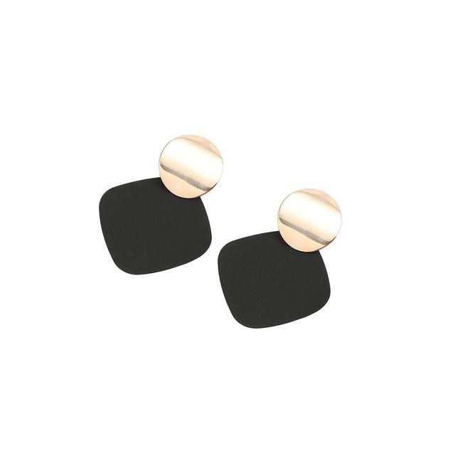 Sohi Womens Black Contrast Geometric Drop Earrings Product Image