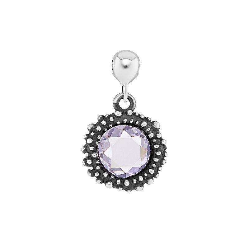 PRIMROSE Sterling Silver Oxidized Beaded Round Cubic Zirconia, Red Corundum & Spinel Sliding Charm, Womens, Purple Product Image