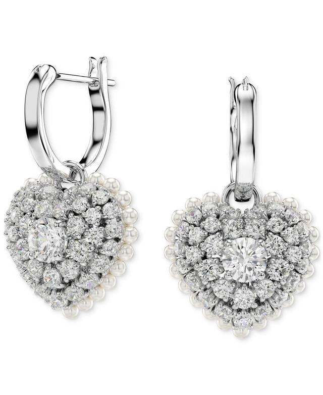 Swarovski Hyperbola Pearl Heart Crystal Drop Earrings Product Image