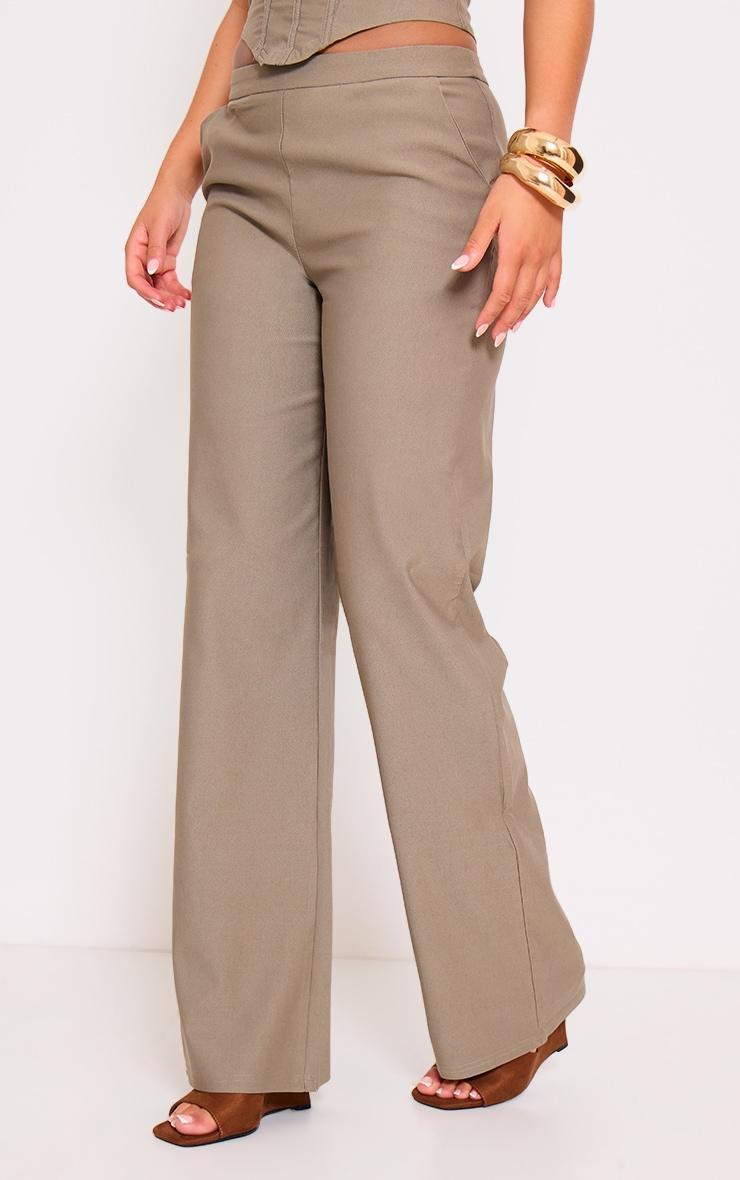 Khaki Woven Low Rise Straight Leg Trousers Product Image