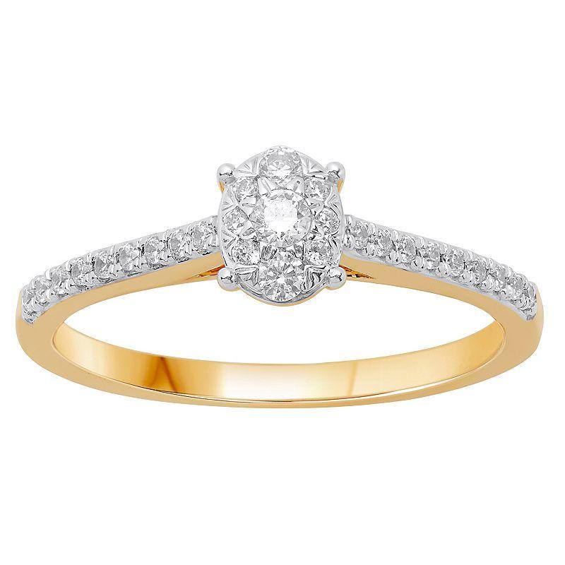 10k Gold 1/4 Carat T.W. Diamond Oval Cluster Ring, Womens Product Image