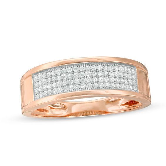 Men's 1/4 CT. T.w. Diamond Wedding Band in 10K Rose Gold Product Image