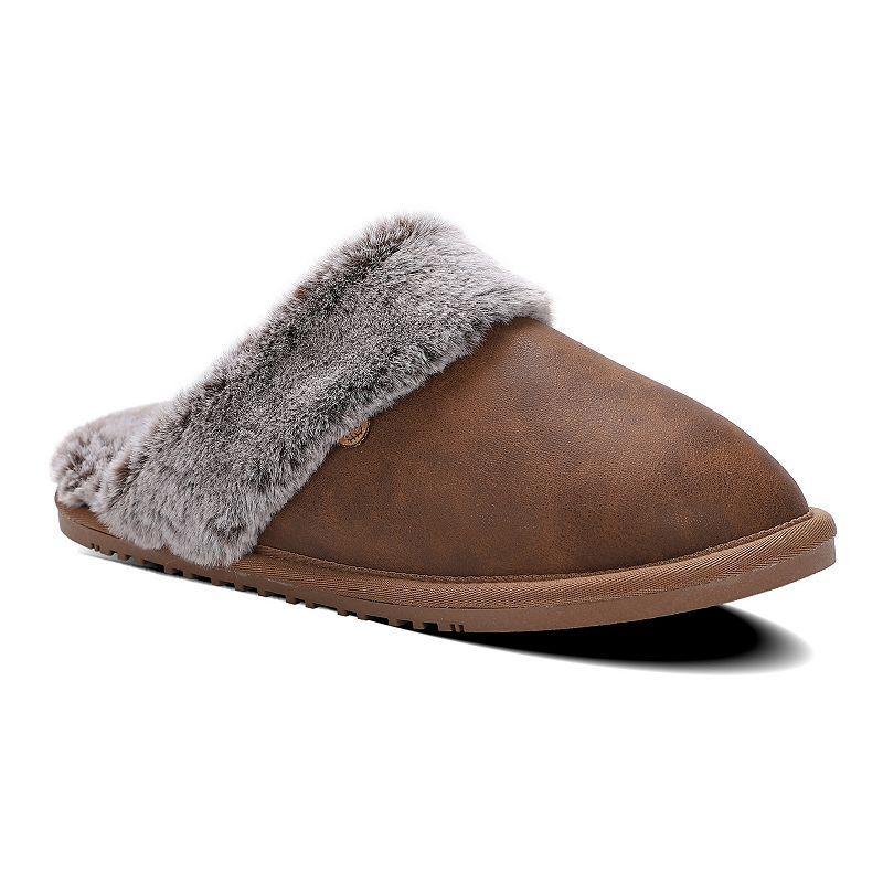 LAMO Womens Fleece Scuff Slippers Waxed Brown Product Image