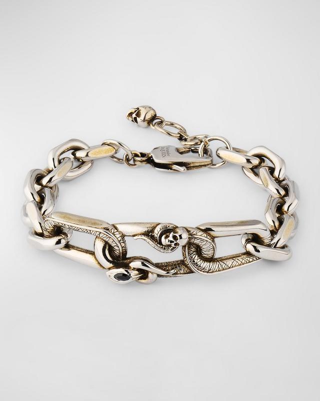 Men's Snake and Skull Chain Bracelet Product Image