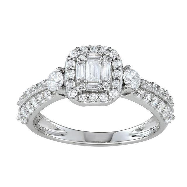 Simply Vera Vera Wang 14k White Gold 3/4 Carat T.W. Diamond Cushion Halo Engagement Ring, Womens 14k Whgold Product Image