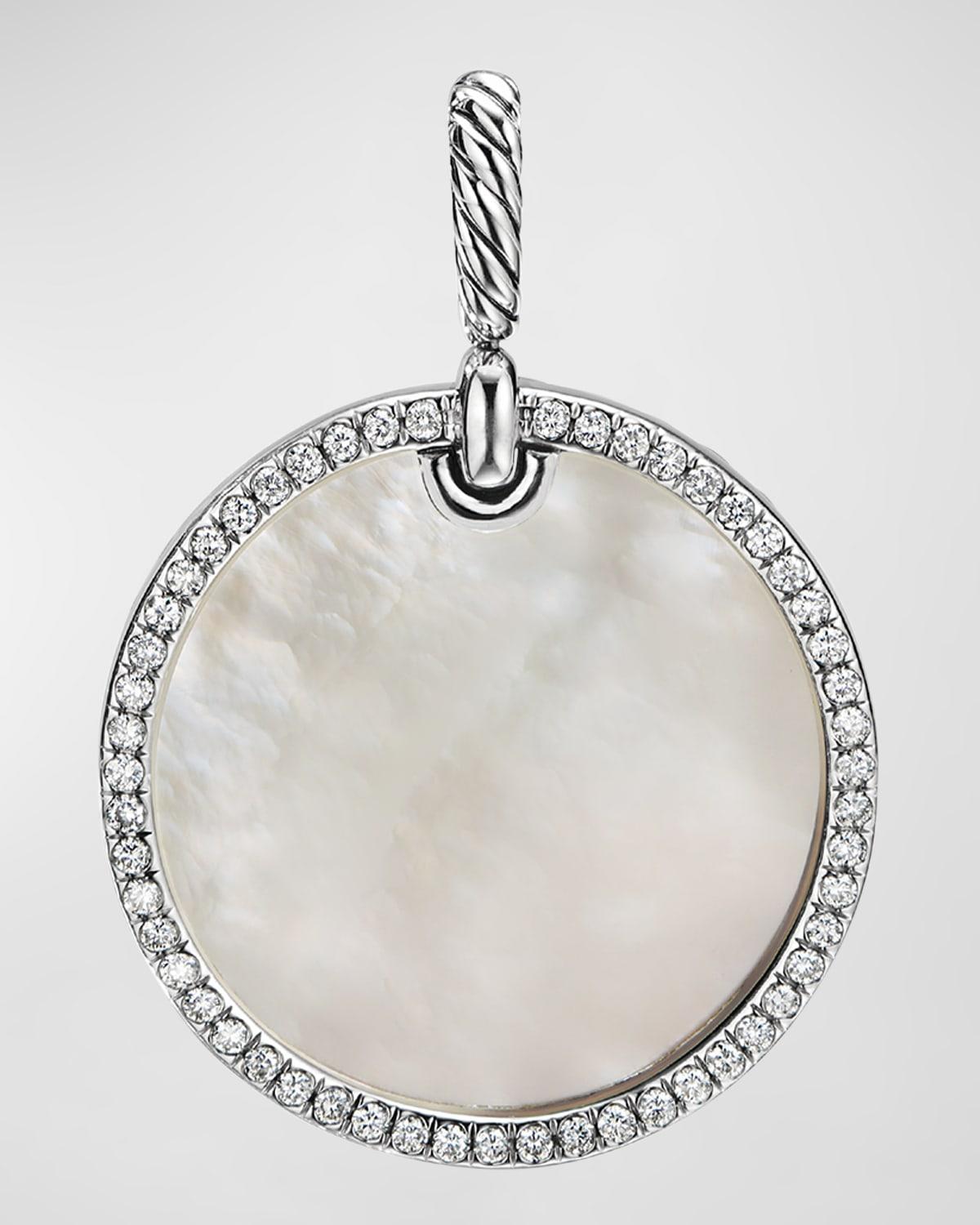 David Yurman Sterling Silver Dy Elements Disc Pendant with Mother-of-Pearl & Diamonds Product Image